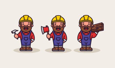 Bir grup yakışıklı marangoz işçi.