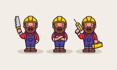 Bir grup yakışıklı marangoz işçi.