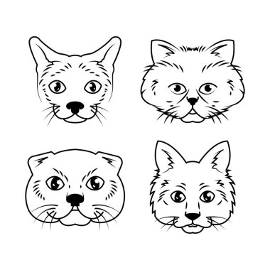 Kedi kafası logo tasarımı seti