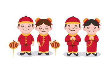 Şirin çizgi film Çinli çocuklar resim tasarımı yapıyor.