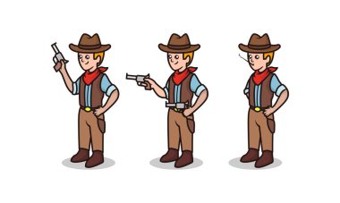 Vahşi batı şerifi maskot tasarımı çizimleri.