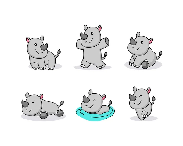 Cute Bayi Hippo Desain Logo Maskot - Stok Vektor