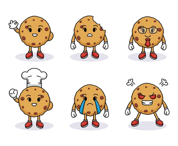 一套可爱的饼干吉祥物标志设计 — 图库矢量图片