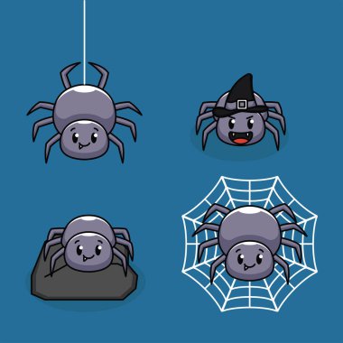 Sevimli, korkunç ama sevimli örümcek logosu dizaynı.