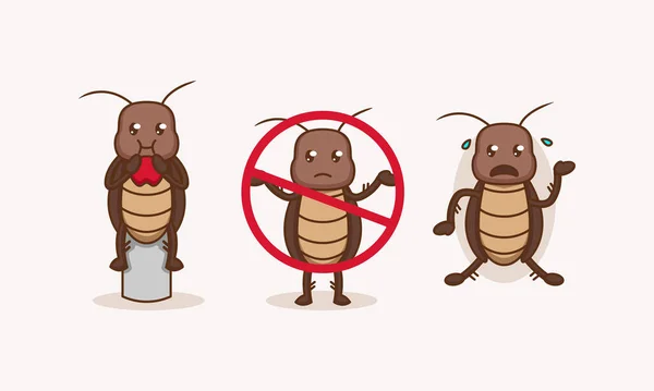 Conjunto Cucaracha Lindo Insecto Plagas — Vector de stock