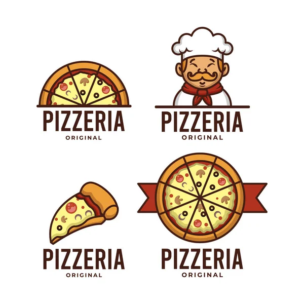 Retro Pizzaria Logó Sablonkészlet — Stock Vector