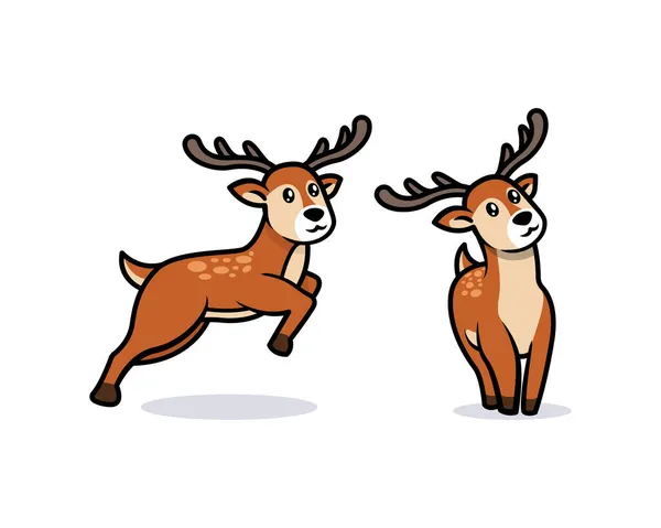 Conjunto Lindo Ciervo Mascota Logotipo Diseño Ilustración — Archivo Imágenes Vectoriales