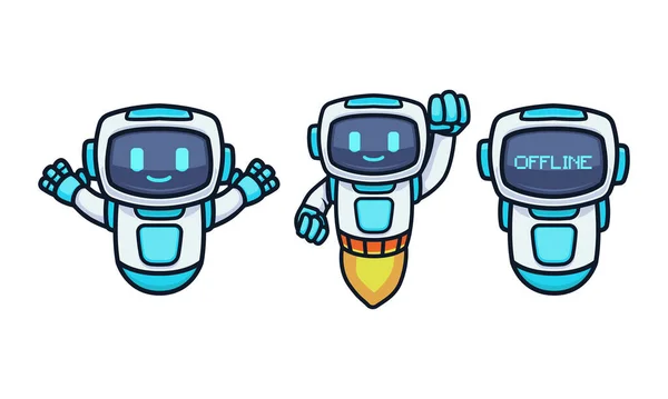 Cute Futuristic Tech Robot Maskot Desain Gambar Templat Vektor Stok Ilustrasi Bebas Royalti