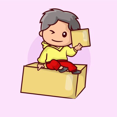 Şirin teslimat kurye maskotu tasarımı