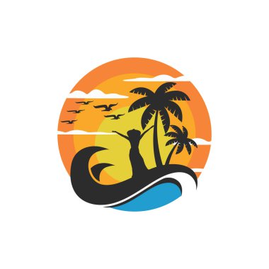 Yaz plajı logo tasarım şablonu