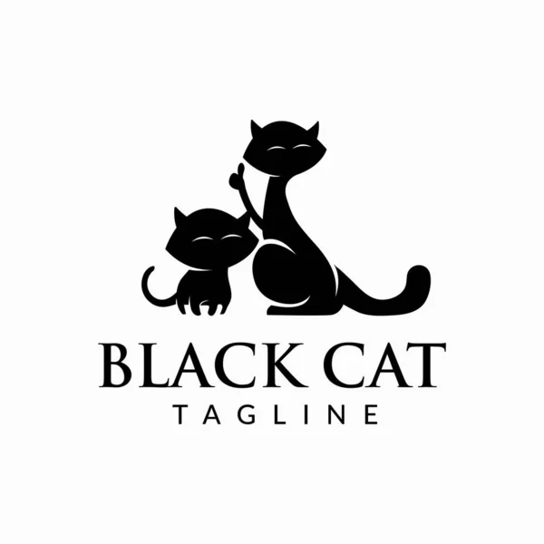 Šablona Designu Loga Černé Kočky — Stockový vektor