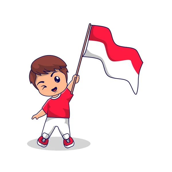 Mascotte Mignonne Jour Indépendance Indonésie Août — Image vectorielle
