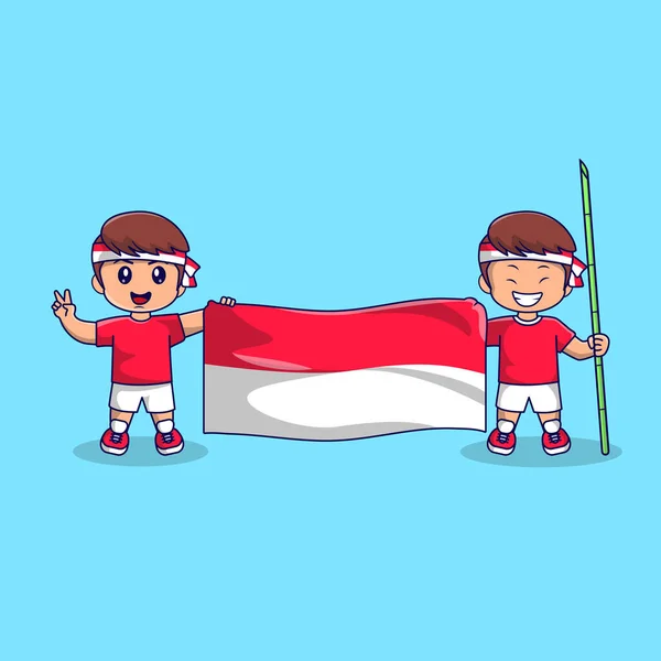 Mascotte Mignonne Jour Indépendance Indonésie Août — Image vectorielle