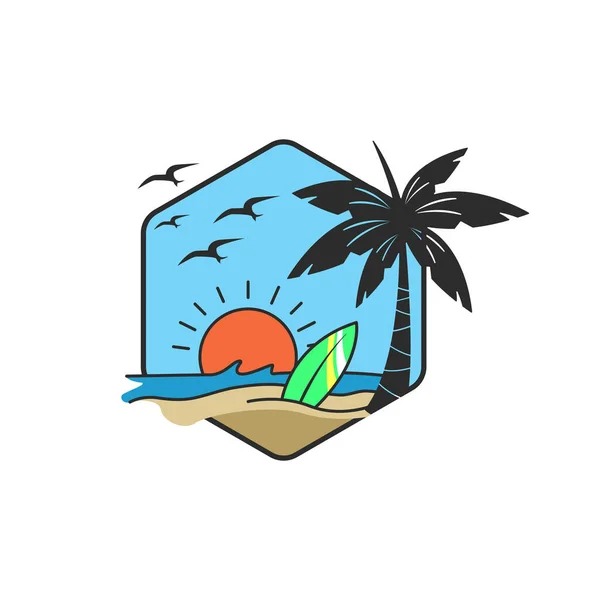 Yaz Plajı Logo Tasarım Şablonu — Stok Vektör