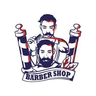 Retro vintage barber shop logo badge