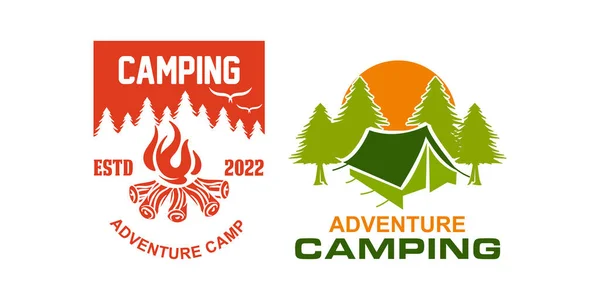 Retro Vintage Camping Adventure Logo Template — 스톡 벡터