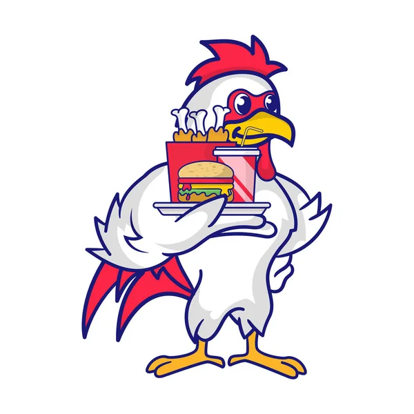 Cute Chicken Mascot Design - Stok Vektor