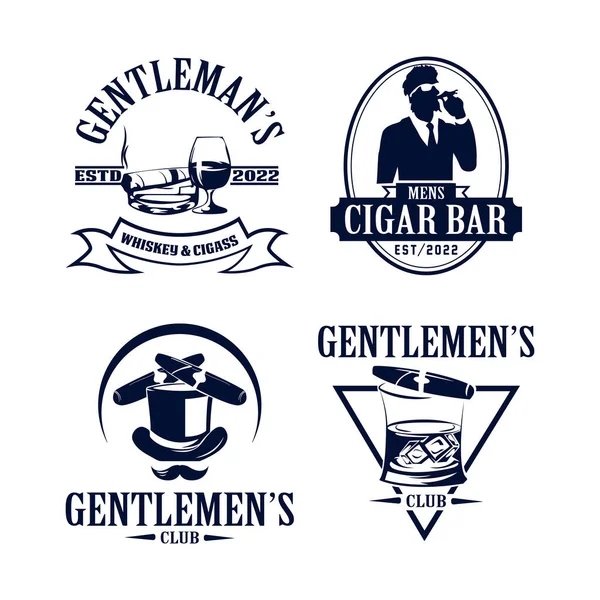 Vintage Monochrome Gentleman Logo Cricut — Vector de stock