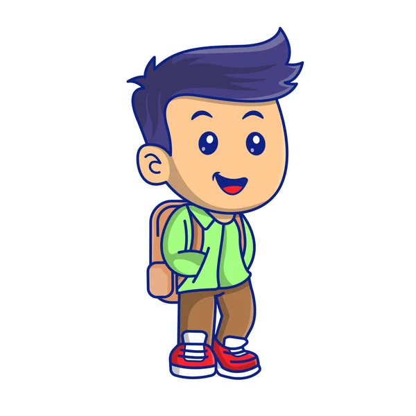 Cute Kid Back School Clipart — Stok Vektör