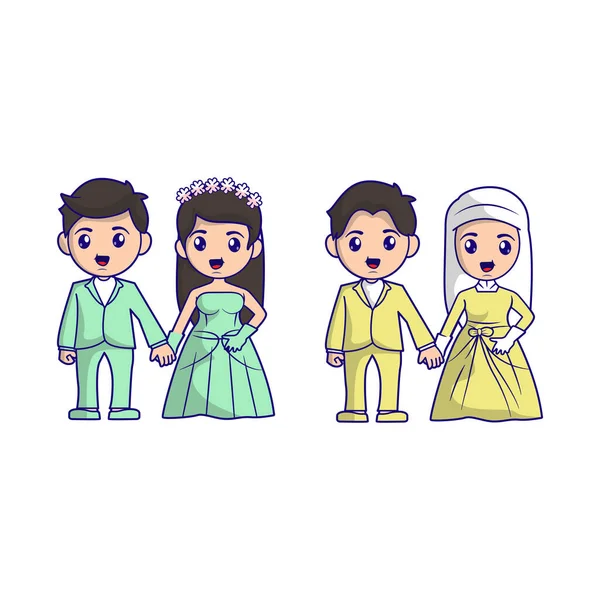 Bride Groom Couple Wedding Illustration — Διανυσματικό Αρχείο