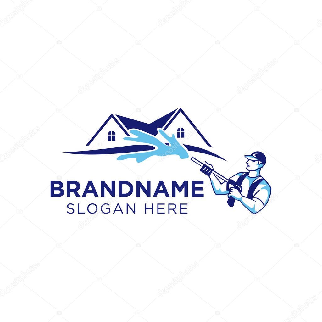 Professional pressure washing house logo design