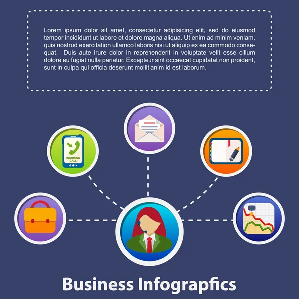 Business infografica design piatto — Vettoriale Stock