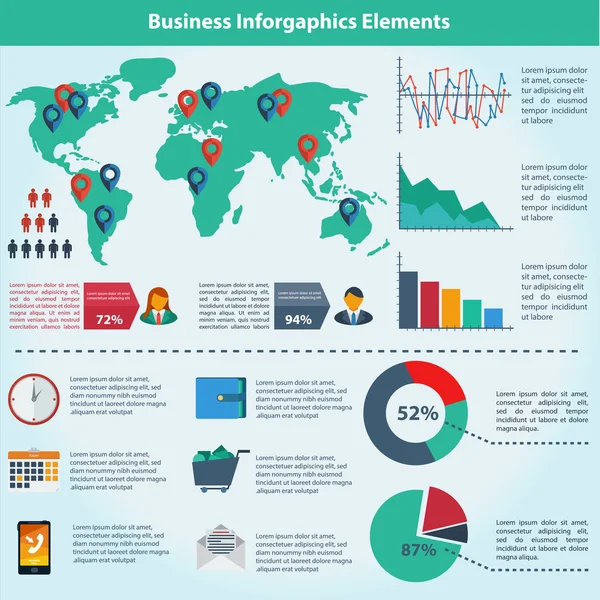 Business infografica design piatto . — Vettoriale Stock