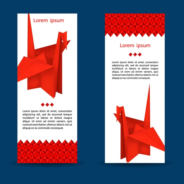 Papel rojo grúa origami pájaro — Archivo Imágenes Vectoriales