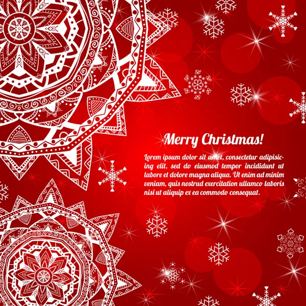 Tarjeta de Navidad de invitación con copos de nieve abstractos — Vector de stock