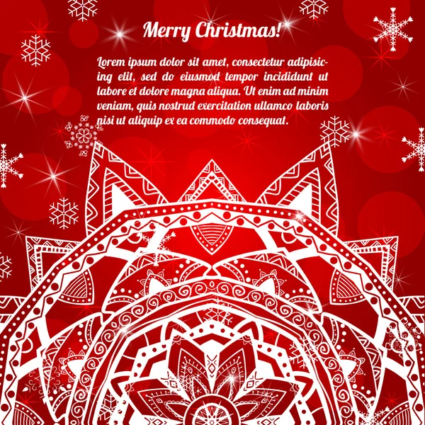 Einladung Weihnachtskarte mit abstrakten Schneeflocken — Stockvektor
