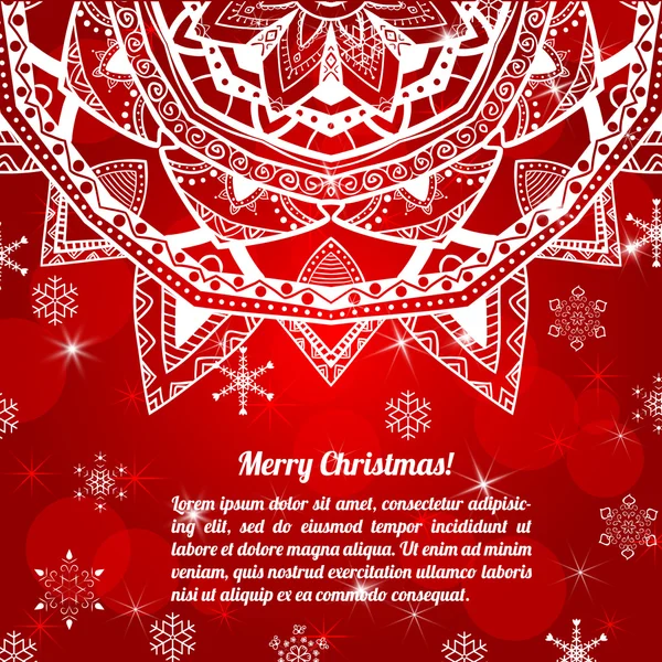 Einladung Weihnachtskarte mit abstrakten Schneeflocken — Stockvektor