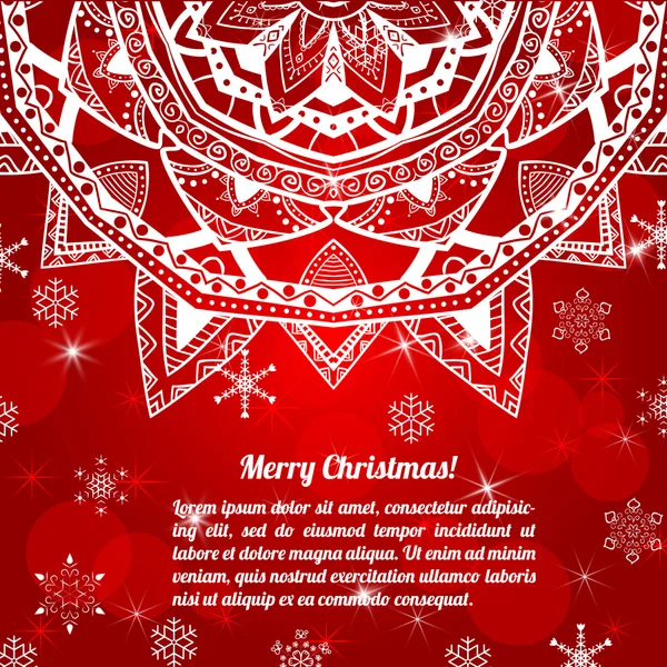 Tarjeta de Navidad de invitación con copos de nieve abstractos — Vector de stock