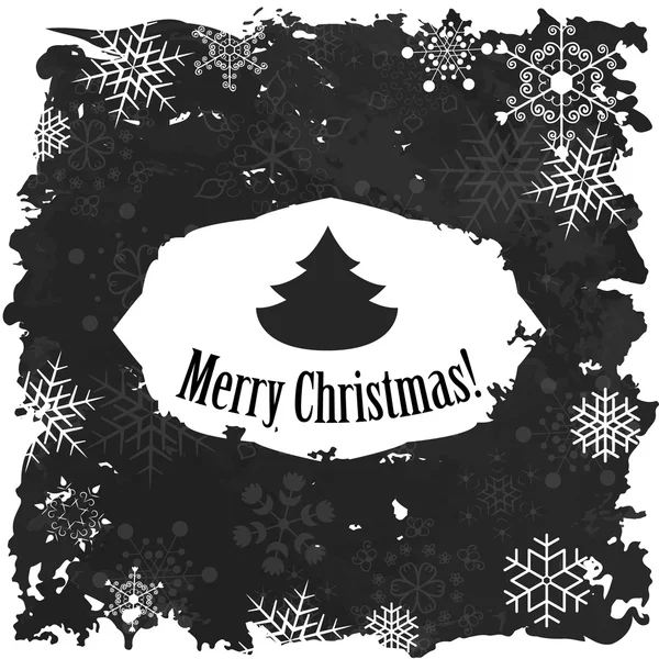 Vintage Merry Christmas And Happy New Year Calligraphic And Typographic Background With Chalk On Blackboard — Stock Vector