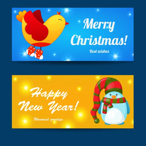 Greeting Christmas and New Year baners set — Stock Vector