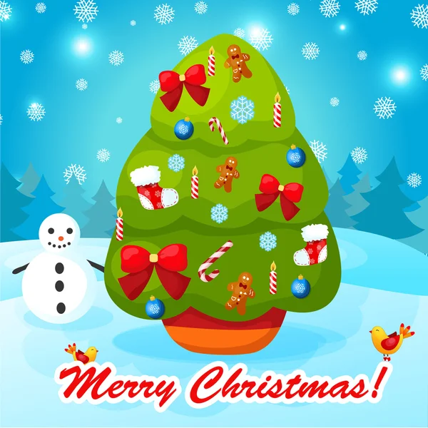 Ilustración vectorial del árbol de Navidad decorado — Archivo Imágenes Vectoriales