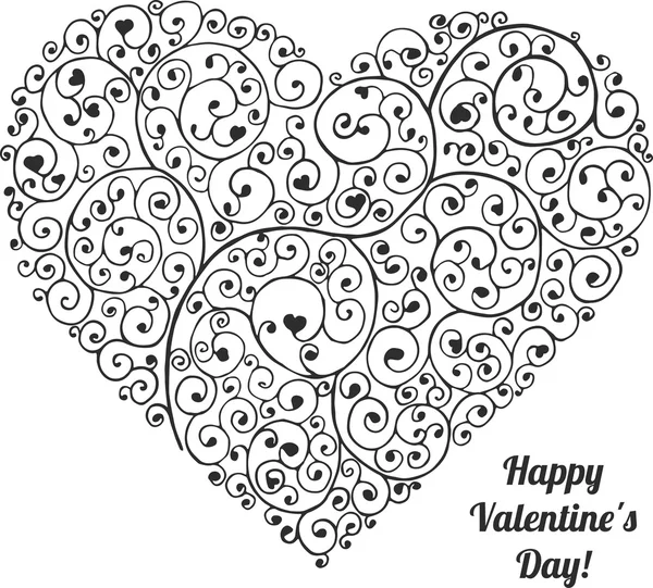 Tarjeta de felicitación de corazón de papel de encaje del día de San Valentín del vector — Vector de stock