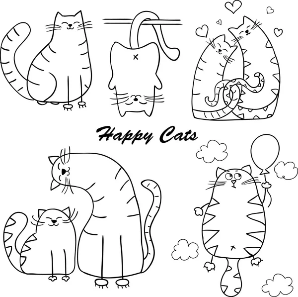 Lustige Cartoon-Katzen Silhouette für Ihr Design — Stockvektor