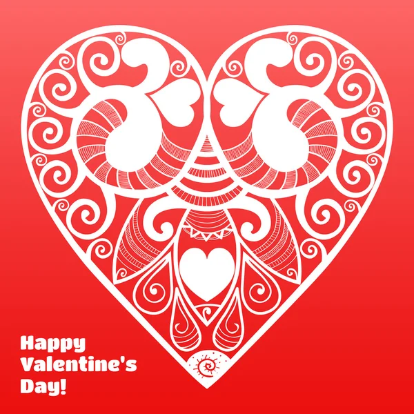 Vector Valentine's day lacy paper heart greeting card — Stock Vector