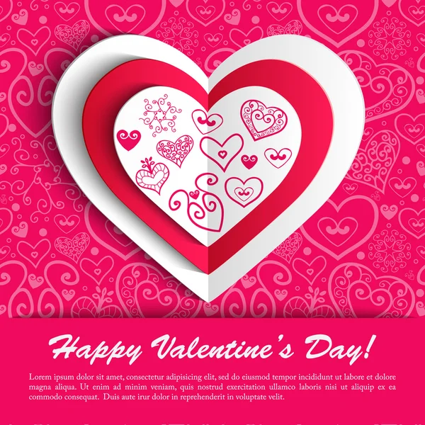 Vector Valentine's day lacy paper heart greeting card — Stock Vector