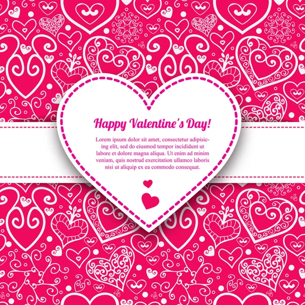 Vektör Sevgililer günü dantelli kağıt kalp tebrik kartı — Stok Vektör