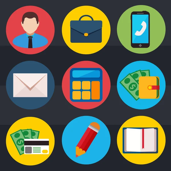 Business flat vector icons set — Stock Vector