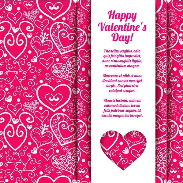 Valentin-nap csipkés papír szív üdvözlőlap vektor — Stock Vector