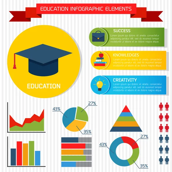 Flat Education Infografik Hintergrund — Stockvektor