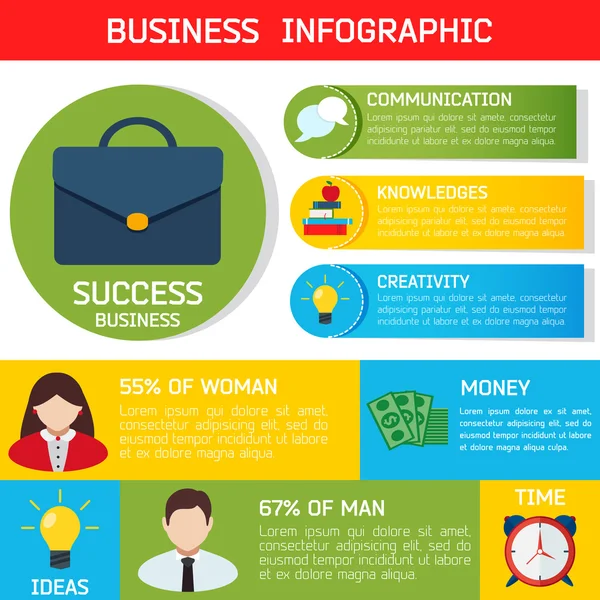 Düz iş Infographic arka plan — Stok Vektör