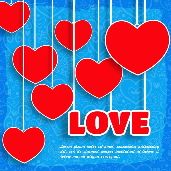 Kırmızı kağıt vektör kalpleri arka plan. Sevgililer günü kartı