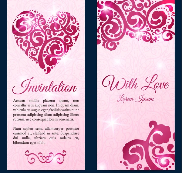 Tarjeta de felicitación de corazón de papel de encaje del día de San Valentín del vector — Vector de stock