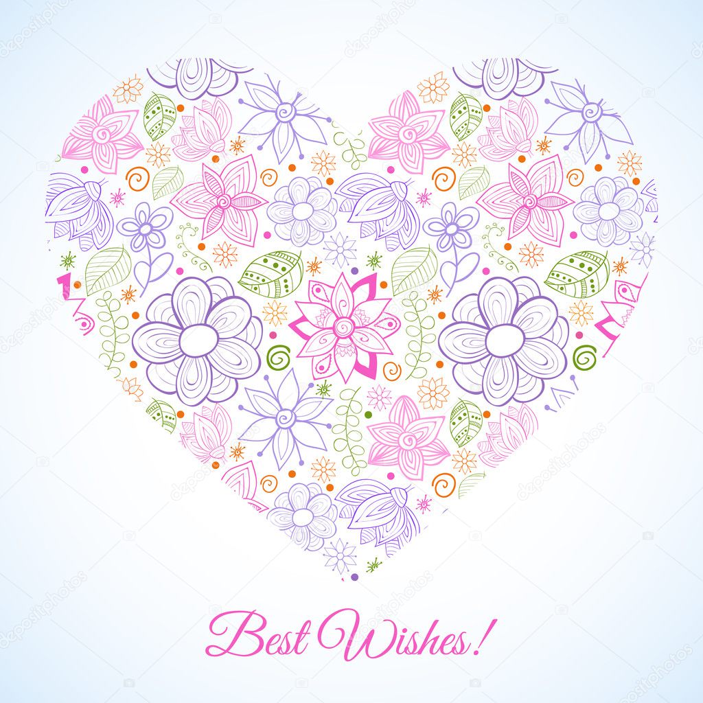 Ornate vector heart with pattern.