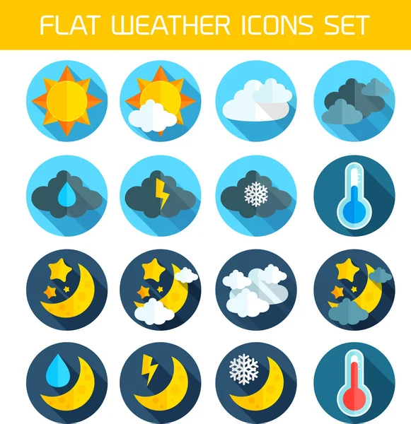 Плоская погода Icons Set for Web and Mobile Applications — стоковый вектор