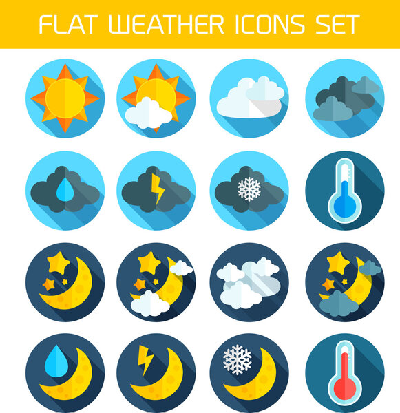 Flat weather Icons Set for Web and Mobile Applications