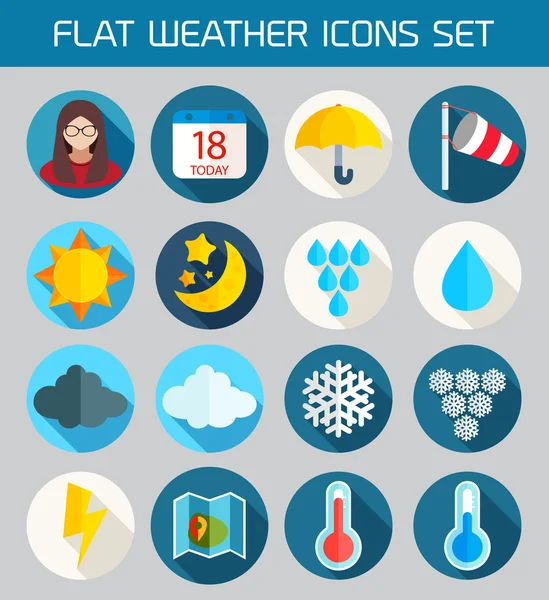 Ensemble d'icônes météo plates pour applications Web et mobiles — Image vectorielle